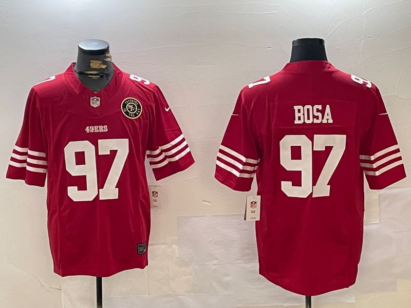 Men San Francisco 49ers #97 Bosa Red three generations 2024 Nike Limited NFL Jersey style 2